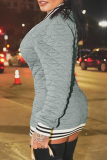 Grey Casual Stripe Deep V Neck Wrapped Skirt Dresses