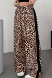 Leopard Print Casual Leopard Print Patchwork Loose Conventional Patchwork Bottoms