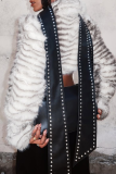 Brown Sexy Stripe Patchwork Turndown Collar Outerwear