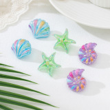 Multicolor 3 Pairs Of Fashionable Minimalist Dopamine Acrylic Earrings Set