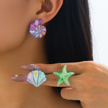 Multicolor 3 Pairs Of Fashionable Minimalist Dopamine Acrylic Earrings Set