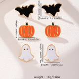 Multicolor 3 Pairs Orange Pumpkin Bat Ghost Earrings Halloween