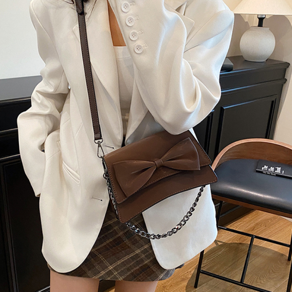 Brown Daily Bow Chains Bags