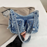 Blue Daily Solid Color Zipper Bags