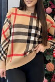 Yellow Casual Plaid Contrast O Neck Tops