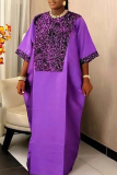 Black Casual Solid Color Sequins O Neck Long Dresses