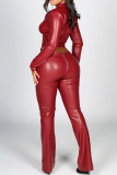 Black Casual Solid Color Zipper Zipper Collar Long Sleeve Two Pieces