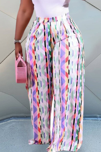 Multicolor Casual Geometric Print Pocket Plus Size