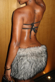 Grey Sexy Backless Strapless Sleeveless Two Pieces