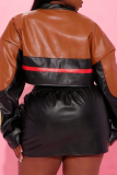 Black Casual Letters Buckle Mandarin Collar Long Sleeve Two Pieces