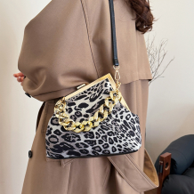 Black Daily Leopard Print Chains Bags