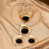 White Irregular Letter E Hoop Bracelet And Earrings Set