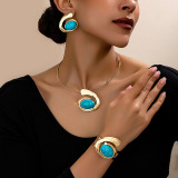 White Irregular Letter E Hoop Bracelet And Earrings Set