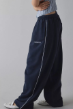 Pink Women's Embroidered Loose Straight Leg Pants Casual Trendy Versatile Commute Sport Trousers