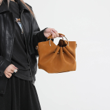 Black Velvet Hoop Bucket Bag Drawstring Crossbody Handbag