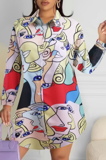 White Pop Art Oversized Shirt Graphic Print Long Sleeve Casual Top