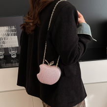 Purple Apple Shaped Woven Bag Chain Crossbody Clutch