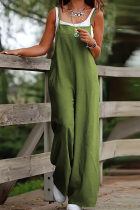 Green Overalls Wide-leg Jumpsuit Loose Casual Comfortable Daily Wear
