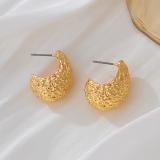 Gold Textured Teardrop Earrings Minimalist Fashion Ear Accessories