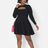 Black Sexy Casual Daily Party Y2k Solid Color O Neck A Line Dresses