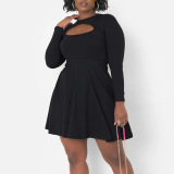 Black Sexy Casual Daily Party Y2k Solid Color O Neck A Line Dresses