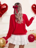 Red Casual Street Daily Y2k Letters Embroidered O Neck Tops