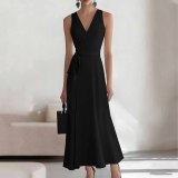 Pink Sexy Casual Daily Party Vacation Formal Prom Office lady Solid Color V Neck A Line Dresses