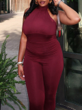 Black Halter Regular Jumpsuits