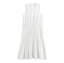 White Casual Daily Solid Color O Neck A Line Dresses