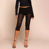 Black Sexy Lace Skinny High Waist Solid Color Bottoms