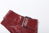 Red Skinny Solid Color Bottoms