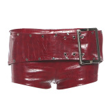 Red Skinny Solid Color Bottoms