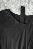 Black Casual Solid Color V Neck Long Sleeve Two Pieces