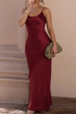 Camel Sexy Prom Solid Color Spaghetti Strap Dresses
