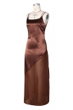 Camel Sexy Prom Solid Color Spaghetti Strap Dresses