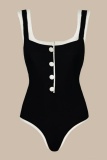 Black Sexy Daily Patchwork Contrast Swimwears