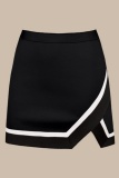 Black Casual Street Contrast Skinny Solid Color Bottoms