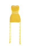 Yellow Sexy Patchwork Lace Strapless Strapless Dresses