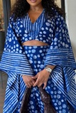 Blue Casual Vacation V Neck A Line Dresses