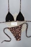 Red Sexy Plaid Leopard Swimwears