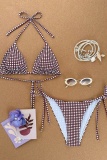 Red Sexy Plaid Leopard Swimwears
