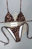 Red Sexy Plaid Leopard Swimwears