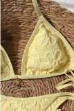 Yellow Sexy Solid Color Swimwears