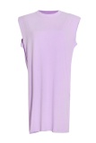 Grey Casual Solid Color O Neck Vest Dresses