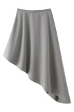 Grey Casual Street Y2k Solid Color Irregular Regular High Waist Type A Solid Color Bottoms
