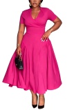 White Plus Size Formal Solid Color V Neck A Line Plus Size Dresses