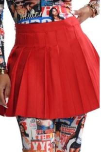 Red Casual Daily Solid Color Pleated High Waist Type A Solid Color Bottoms