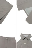 Grey Business Wear Street Daily Solid Color Two Lapel Sleeveless Two Pieces