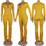 Pink Sexy Daily Party Solid Color V Neck Skinny Jumpsuits