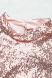 Rose Gold Casual Party Homecoming Y2k Solid Color Mandarin Collar A Line Dresses